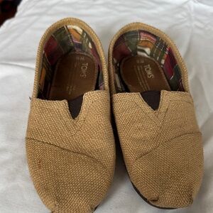 TOMS Burlap Slip-Ons with Plaid Interior